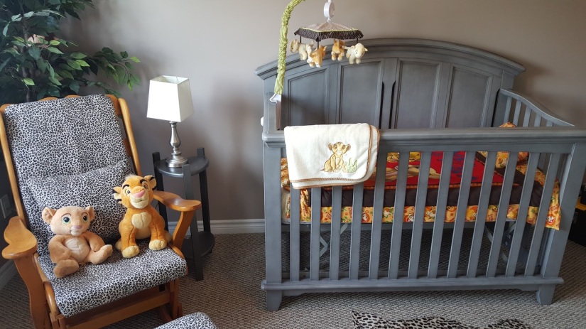 Lion King Nursey with Gray crib